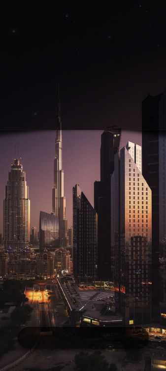 Stadtgebiet, Burj Khalifa, Wolkenkratzer, Architektur, Design. Wallpaper in 1080x2400 Resolution