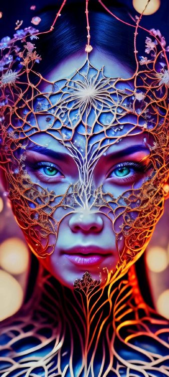 Fraktale Kunst, Kunst, Auge, Organ, Purpur. Wallpaper in 1080x2400 Resolution