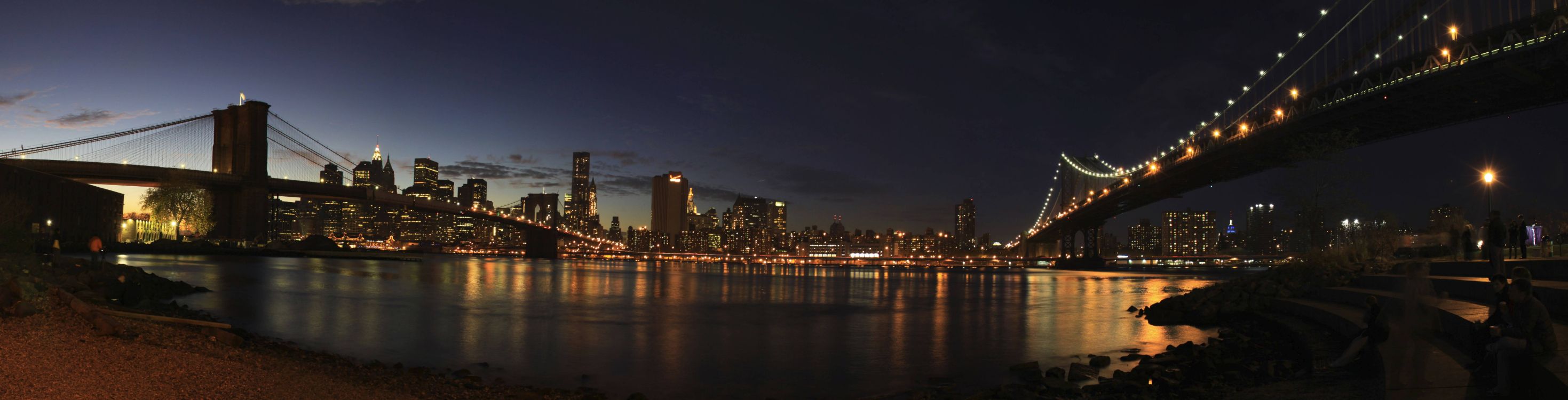 Horizonte de la Ciudad Durante la Noche. Wallpaper in 10656x2720 Resolution