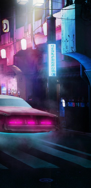 Image night, cars, automotive lighting, tire, purple