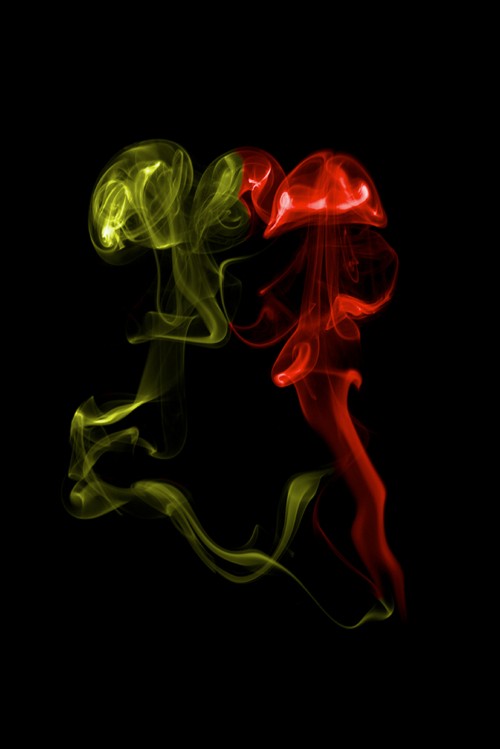 Image green and red smoke illustration