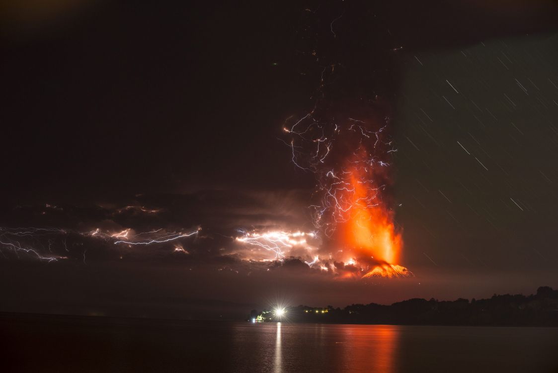 Calbuco, Volcan, Villarrica, Chaleur, Nuit. Wallpaper in 3500x2336 Resolution