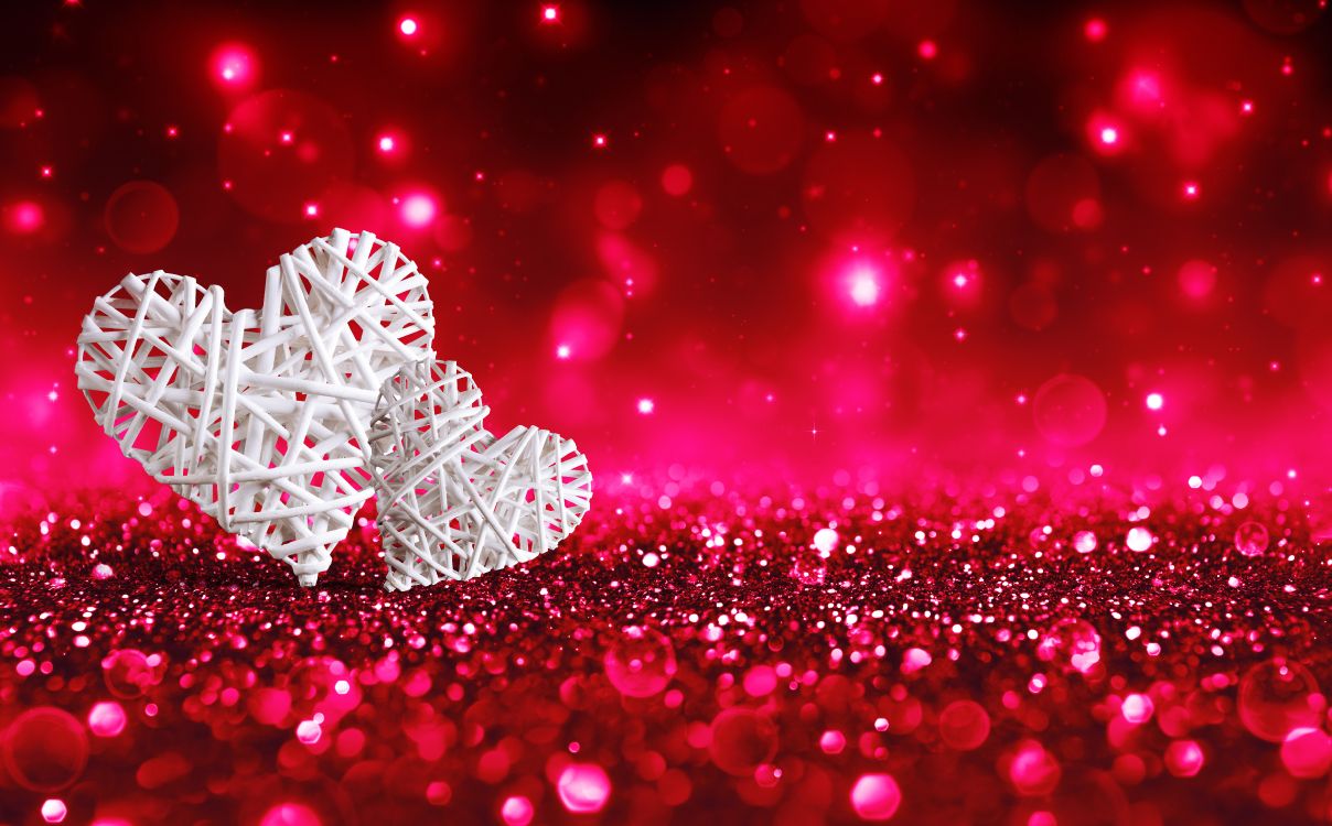 Cœur, le Jour de Valentines, Glitter, Pink, Red. Wallpaper in 7374x4575 Resolution