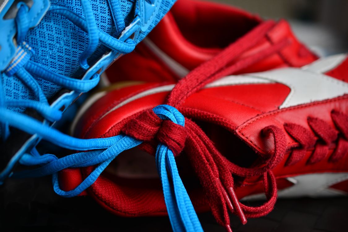 Red and Blue Lace up Shoes. Wallpaper in 6000x4000 Resolution