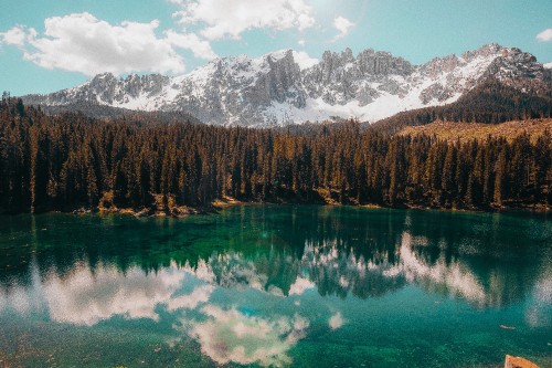 Image karersee, water, cloud, plant, mountain