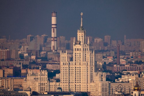 Image high rise buildings during night time