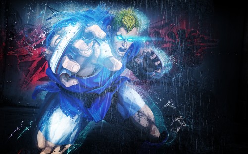 Image ryu, space, blue, chun li, special effects