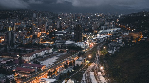 Image city buildings during night time