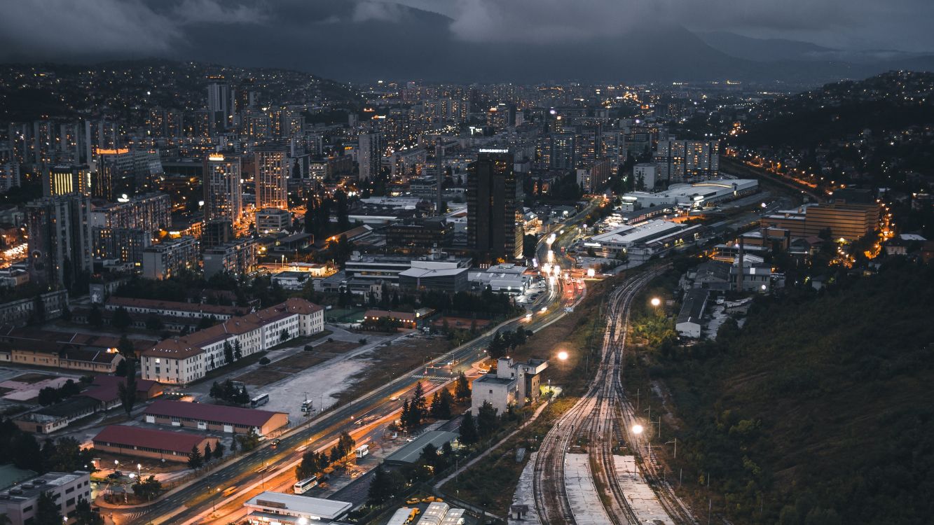 city buildings during night time