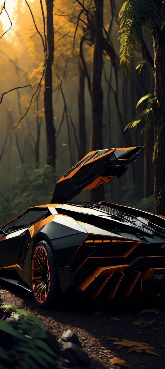 Réflexion, Voiture de Luxe, Lamborghini, Pneu, Roue. Wallpaper in 1080x2400 Resolution