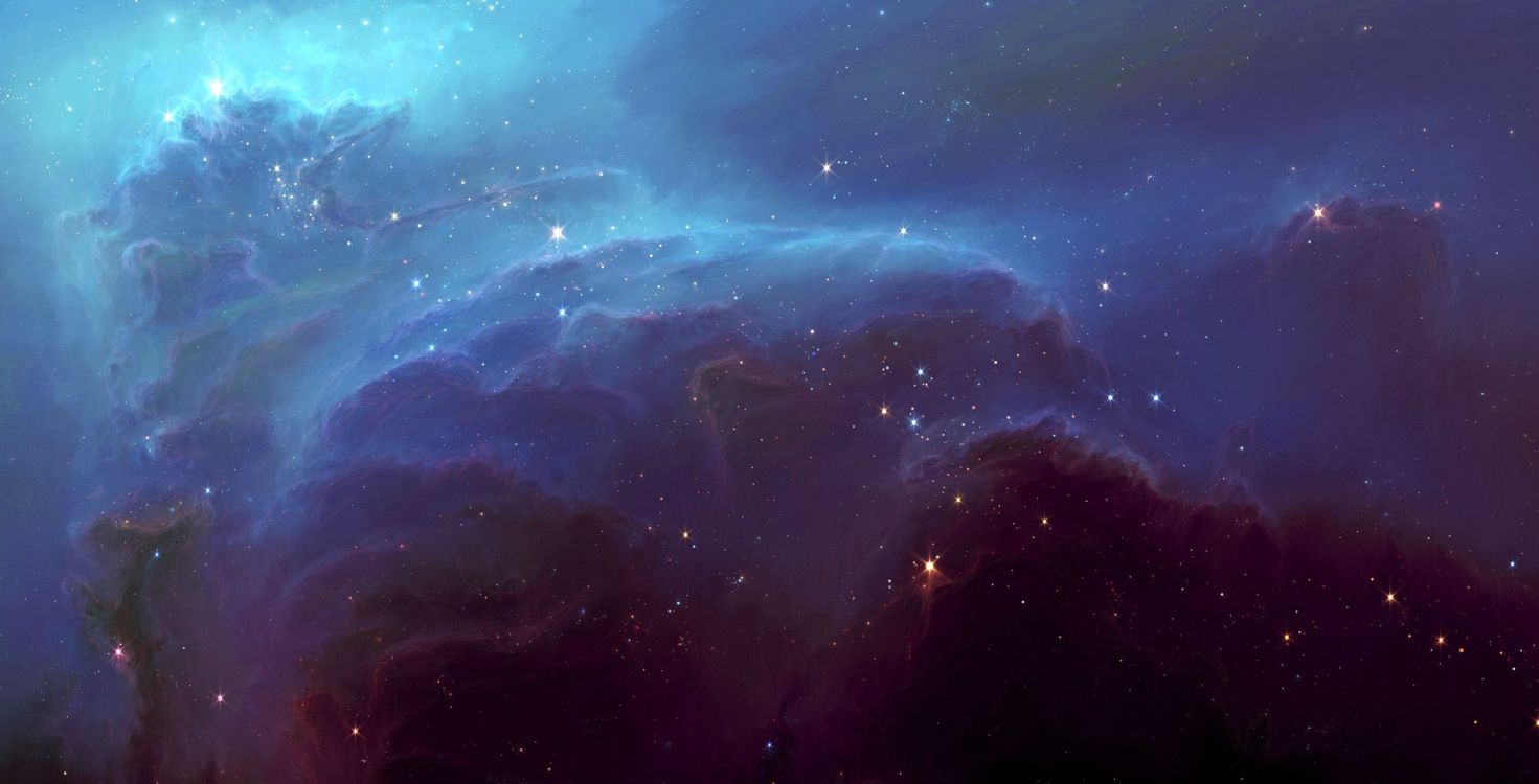 Illustration de la Galaxie Bleue et Noire. Wallpaper in 2555x1302 Resolution