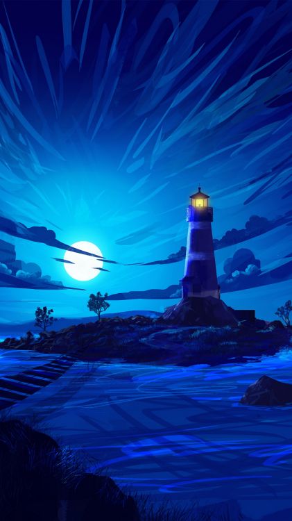 Faro de Android, Android, Azul, Torre, Atardecer. Wallpaper in 1080x1920 Resolution