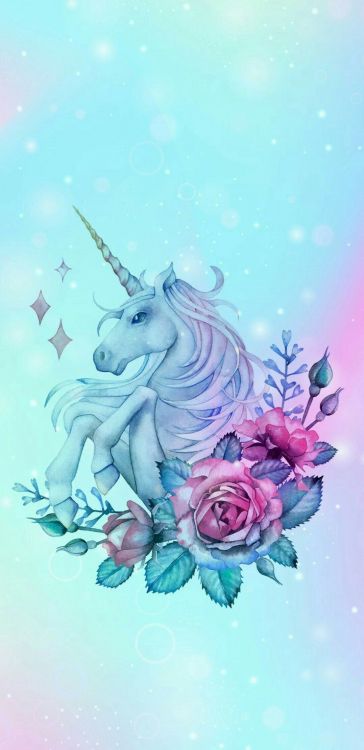 Illustration de Licorne Blanche et Violette. Wallpaper in 1080x2220 Resolution