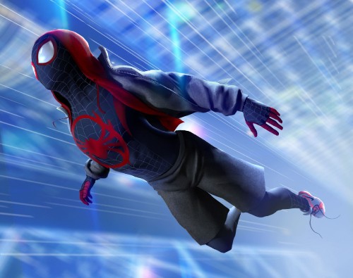 Image man in blue and red spider man costume