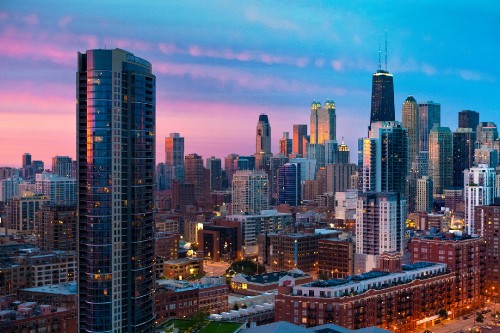 Image city skyline under blue sky during daytime