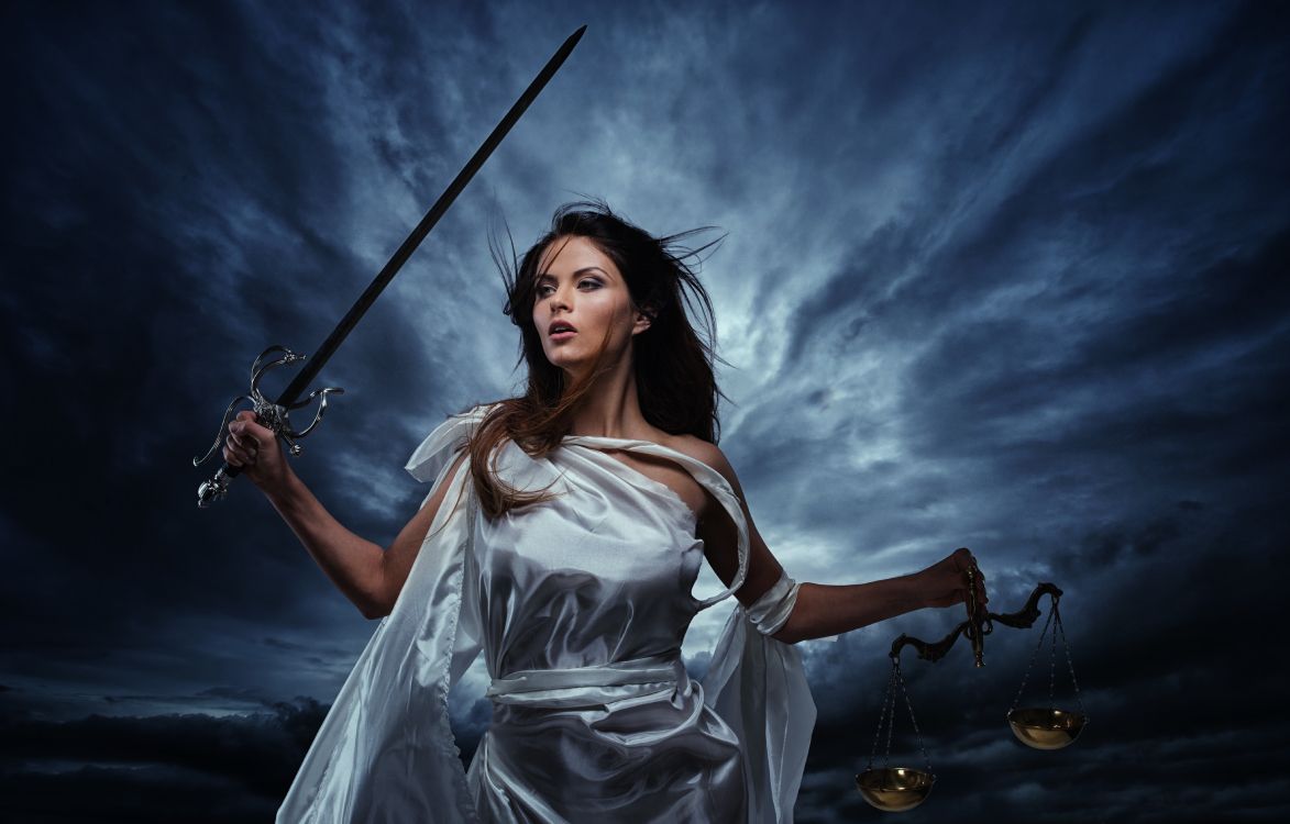 Lady Justice, Beauty, Digital Compositing, Darkness, Sword. Wallpaper in 7645x4887 Resolution
