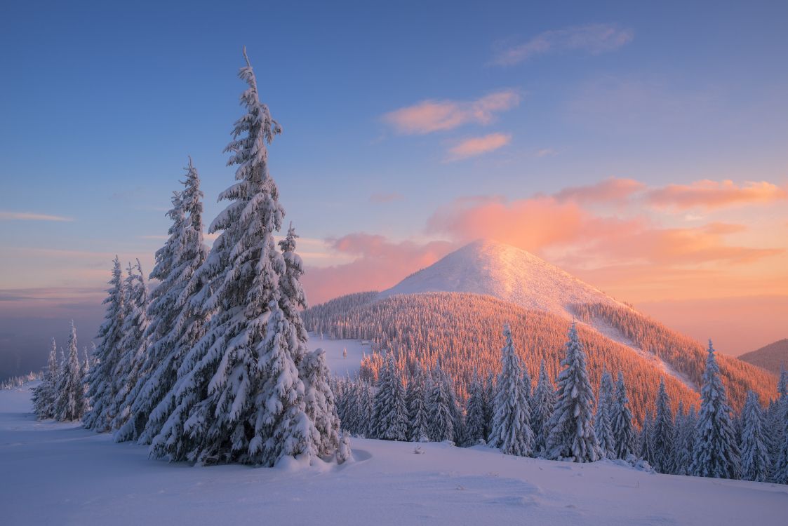 冬天, 冻结, 安装的风景, 山脉, 天空 壁纸 5243x3500 允许