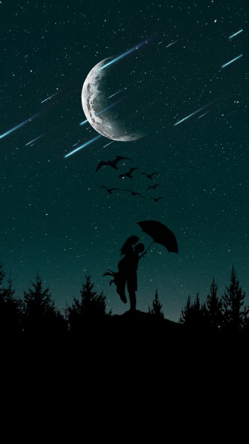 Image moon, silhouette, romance, night, crescent