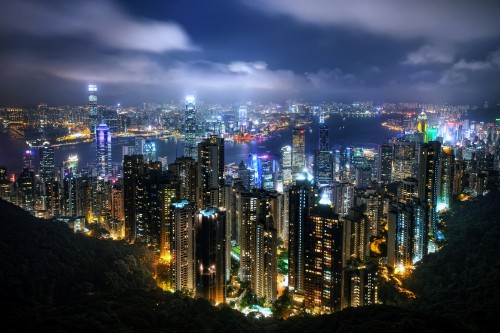 Image city skyline during night time