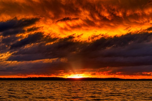 Image sunset, horizon, cloud, water, atmosphere