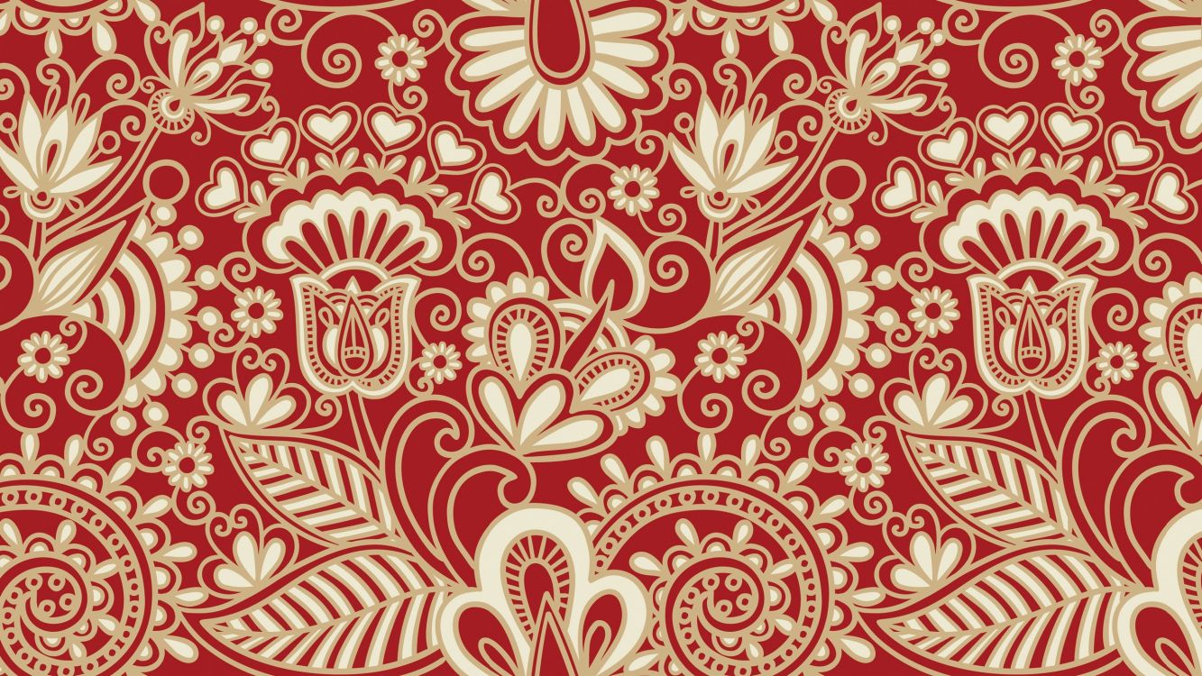 Rot-weißes Florales Textil. Wallpaper in 2560x1440 Resolution