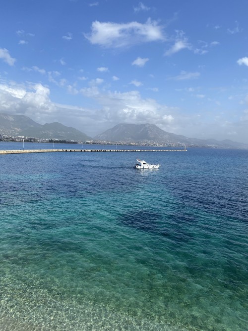 Image sea, water, cloud, boat, blue