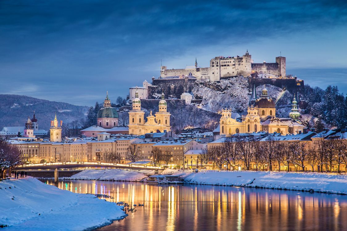 城堡, 冬天, 城市, 反射, 旅游景点 壁纸 6000x4000 允许