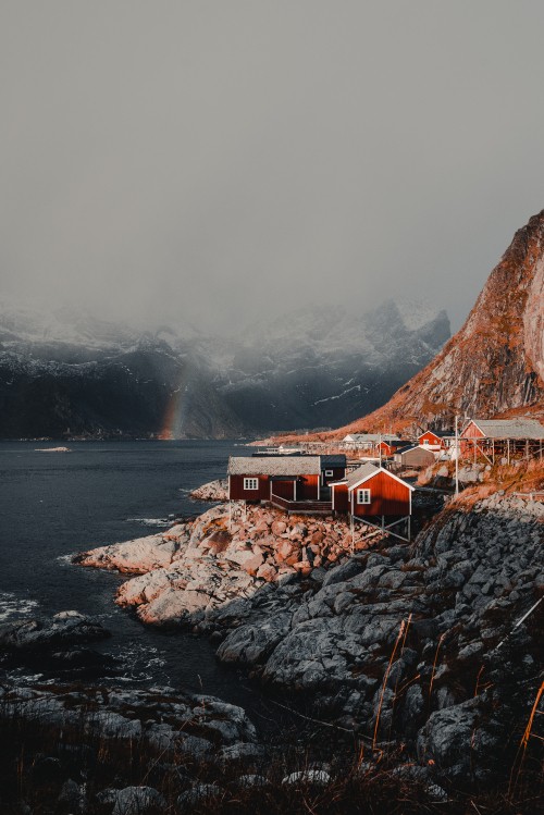 Image Lofoten, mountain, coast, sea, cliff