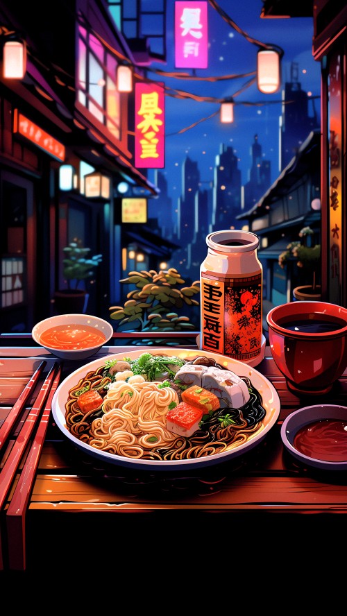Image rice noodles, chinese noodles, chinese cuisine, pancit, al dente