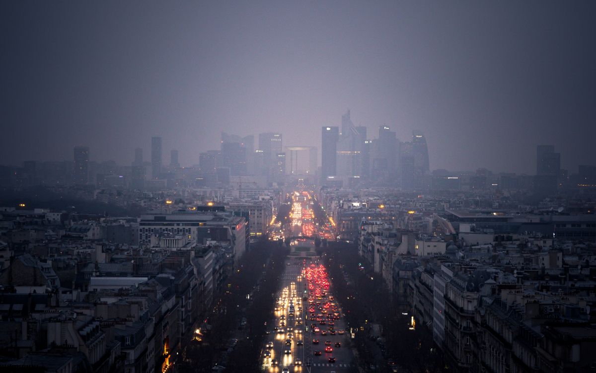 city skyline during night time