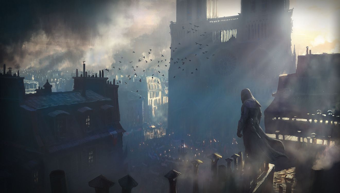 Assassins Creed Unity, Assassins Creed, Concept Art, Ubisoft, Atmosphère. Wallpaper in 3500x1986 Resolution