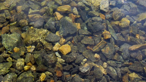 Image brown and gray stones on water