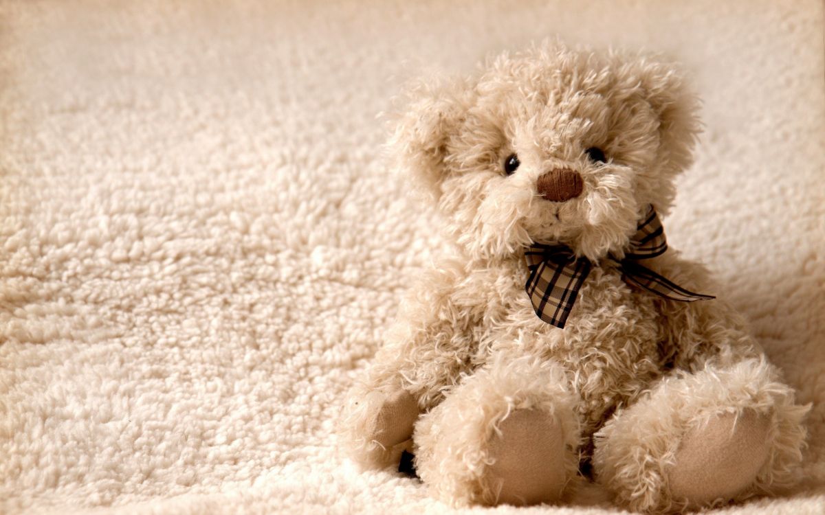 Ours en Peluche Blanc Sur Textile Blanc. Wallpaper in 2880x1800 Resolution