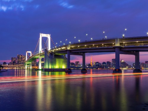 Image bridge over river during night time