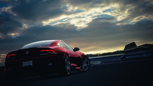 Image red ferrari 458 italia on road during sunset