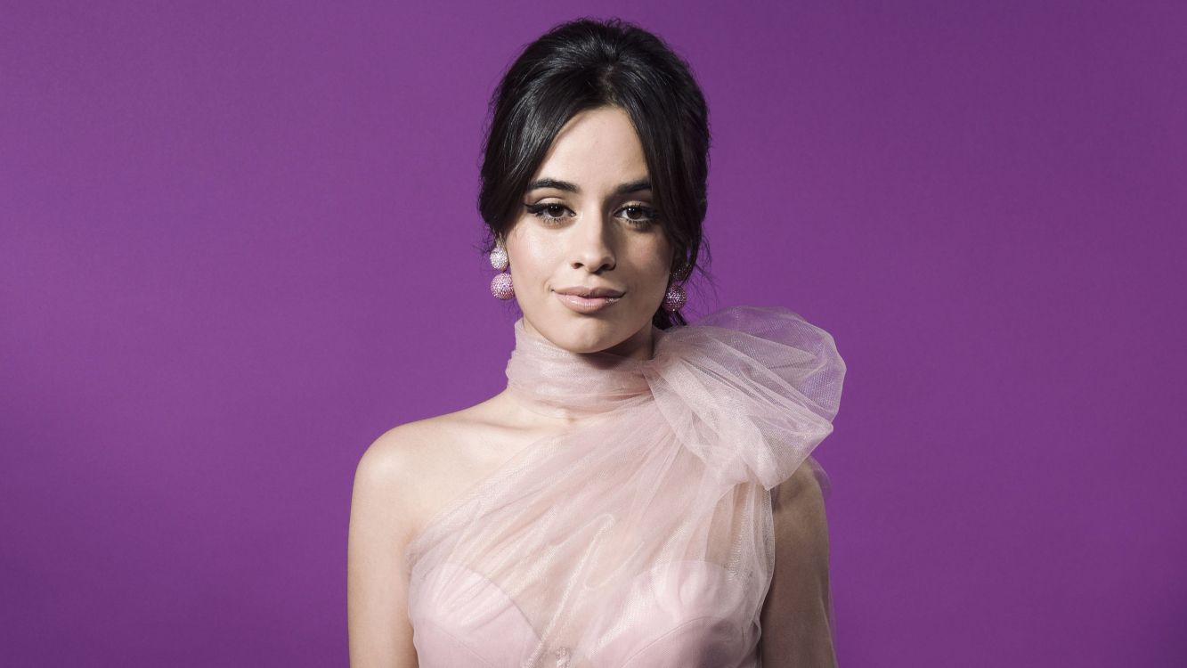Camila Cabello, Haar, Gesicht, Purpur, Veilchen. Wallpaper in 3571x2008 Resolution