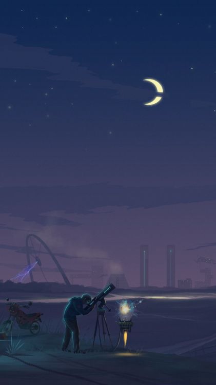 望远镜, 气氛, 月亮, Crescent, 天文学对象 壁纸 720x1280 允许