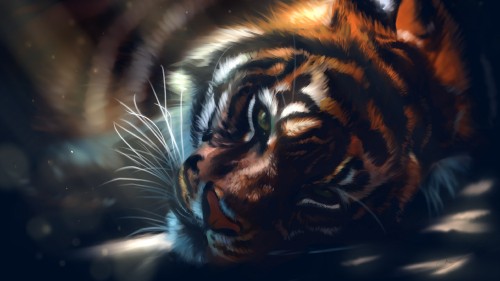 Image brown and black tiger painting