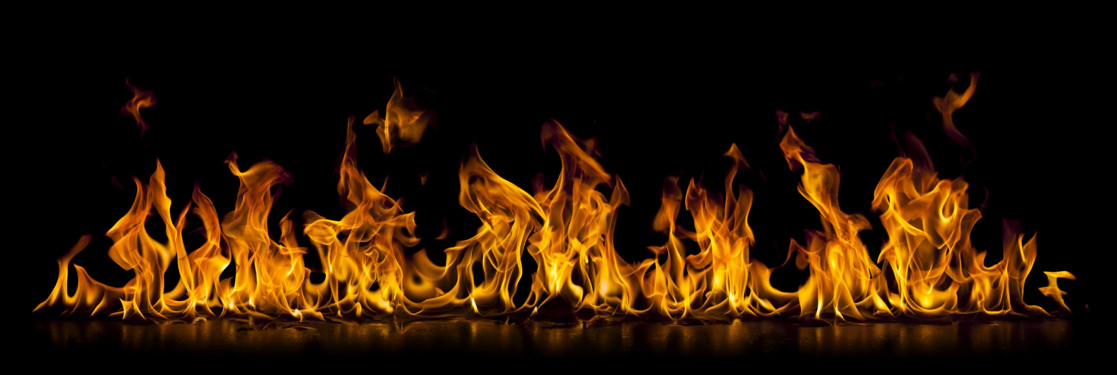 fire in black background with black background