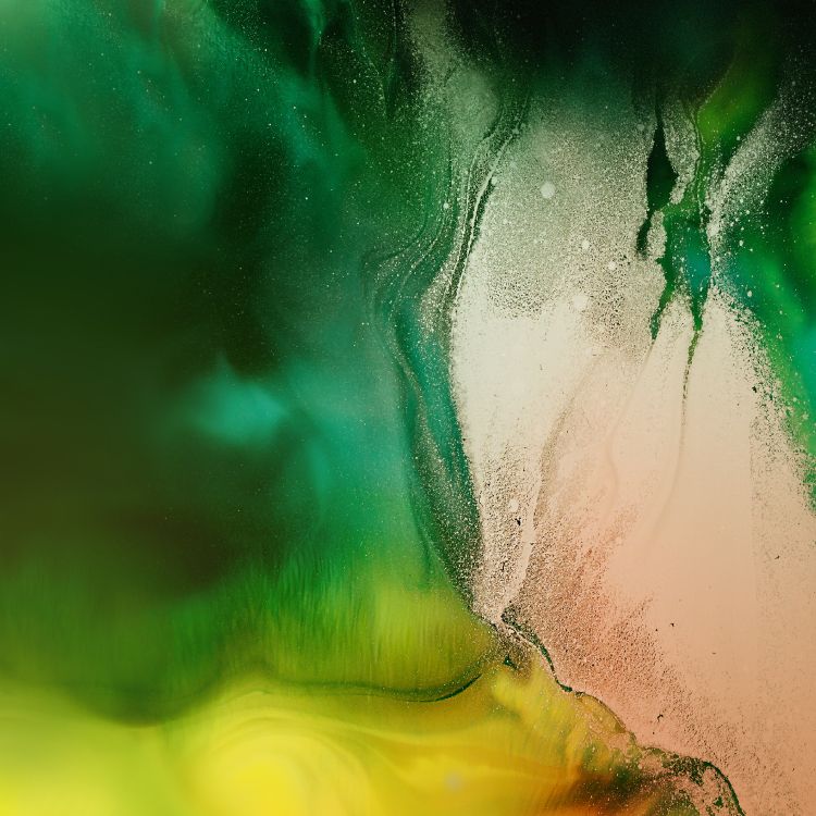 Peinture Abstraite Verte Blanche et Jaune. Wallpaper in 2560x2560 Resolution