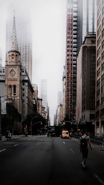Image building, skyscraper, daytime, cars, tower block