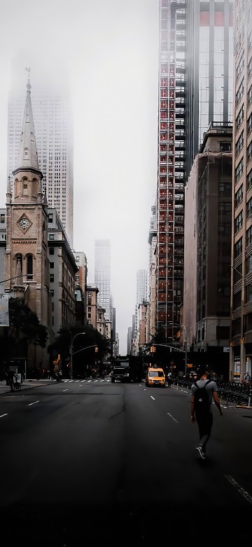 Image building, skyscraper, daytime, cars, tower block
