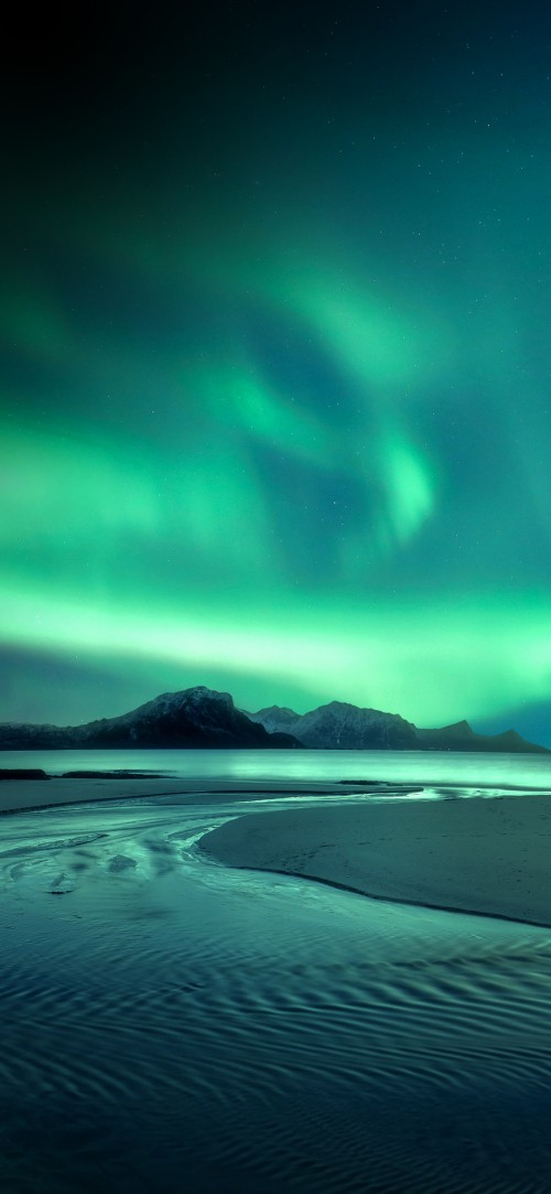 Image LG, LG Q70, nature, aurora, green