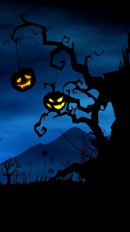 Helloween, Android, Sucursal, Jack O'lantern, Atardecer. Wallpaper in 1242x2208 Resolution