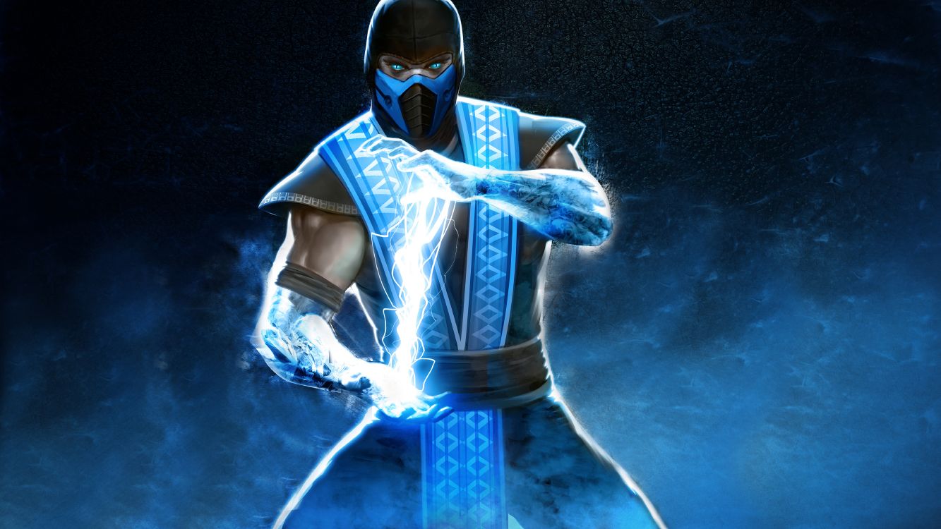 Mortal Kombat x, Escorpión, Mortal Kombat, Azul, Arte Digital. Wallpaper in 7679x4320 Resolution