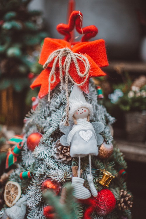 Image red and white angel ornament