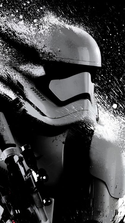 Star Wars, Stormtrooper, Noir et Blanc, Liquid, Monochrome. Wallpaper in 1440x2560 Resolution