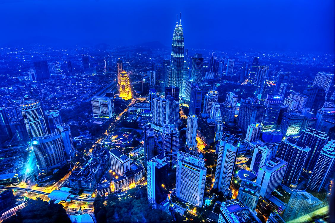 Aerial View of City Buildings During Night Time. Wallpaper in 4200x2790 Resolution