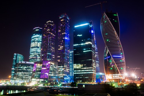 Image city buildings with lights during night time