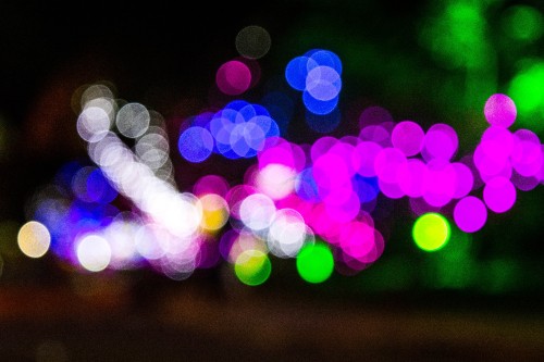 Image green and white bokeh lights